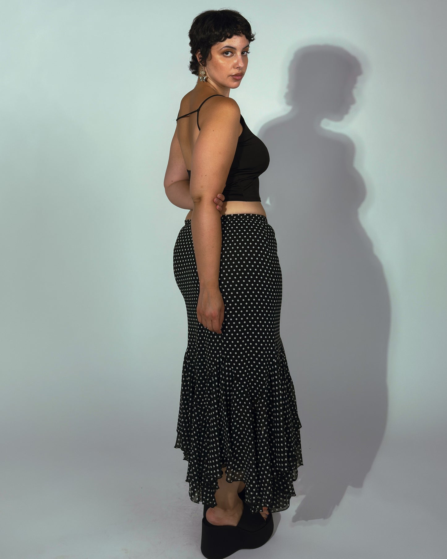 Vintage Polkadot Handkerchief Skirt - size L/XL