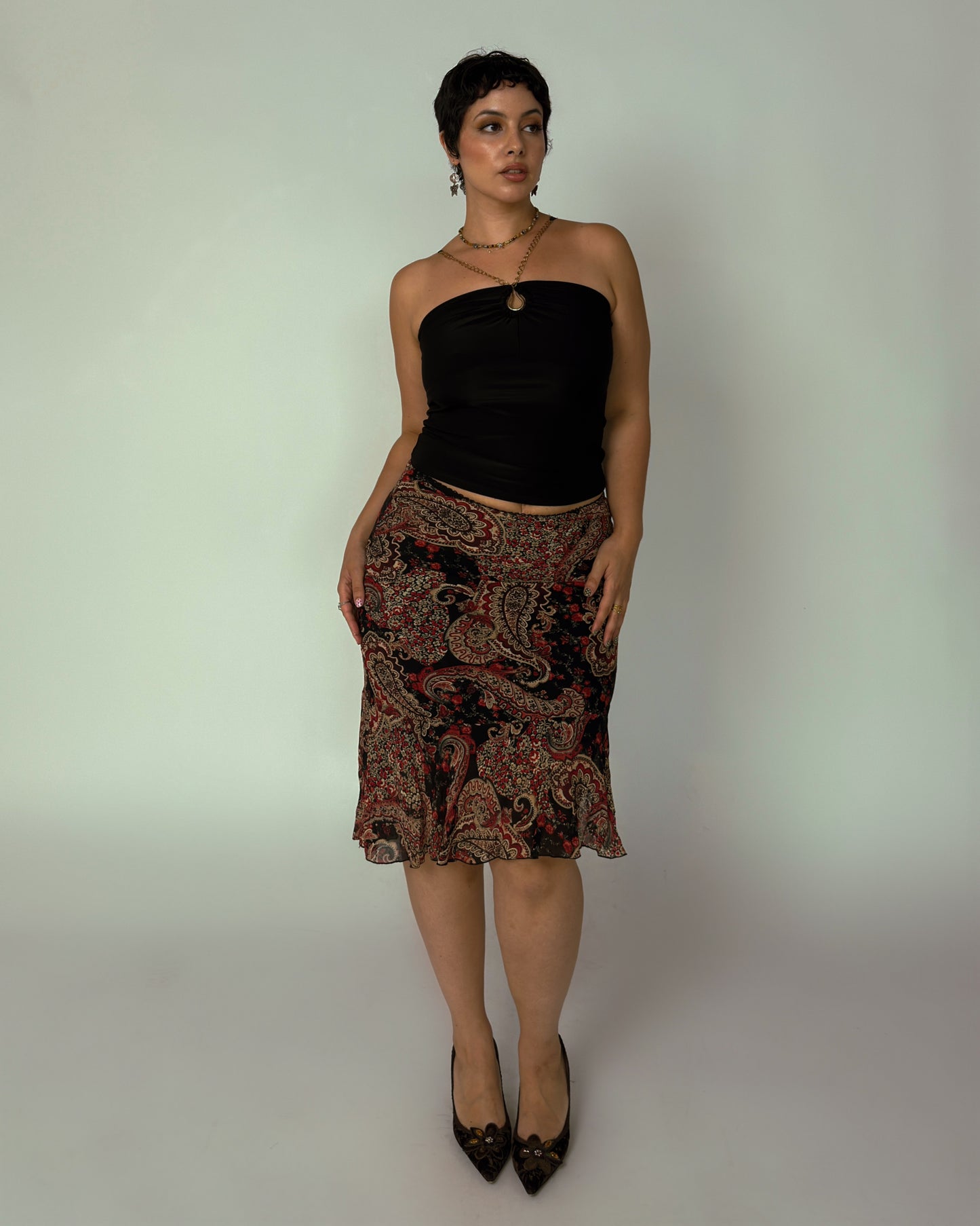 Vintage Asymmetric Midi Skirt - size L/XL