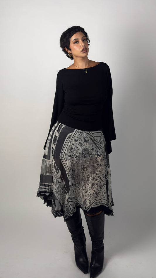Rare Silk Save the Queen Midi Skirt - M/L
