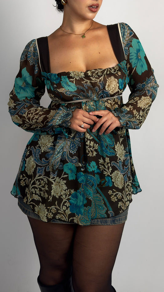 Square Neck Stretch Tunic Top - M/L