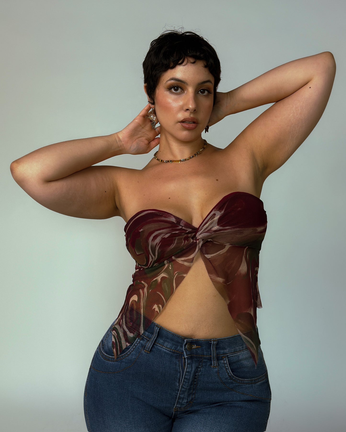 Vintage Strapless Mesh Top - size M/L