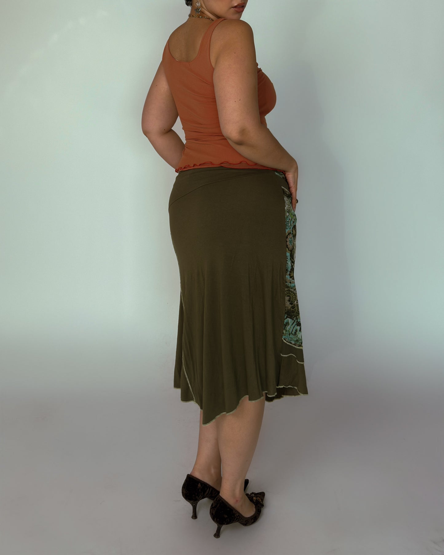 Vintage Asymmetrical Midi Skirt - size L/XL