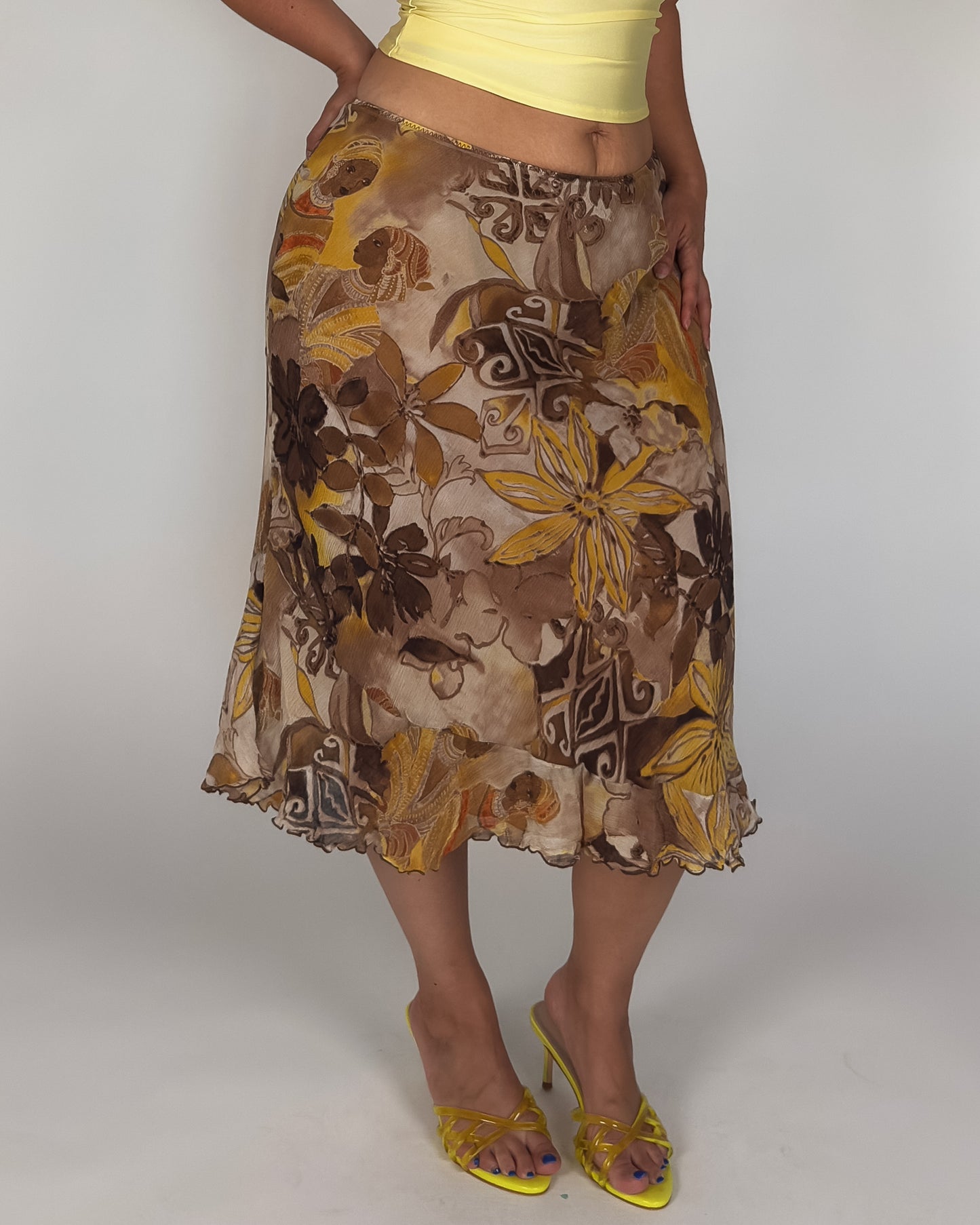 Silk Floral Skirt - L-XXL