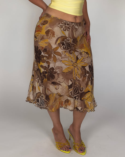 Silk Floral Skirt - L-XXL