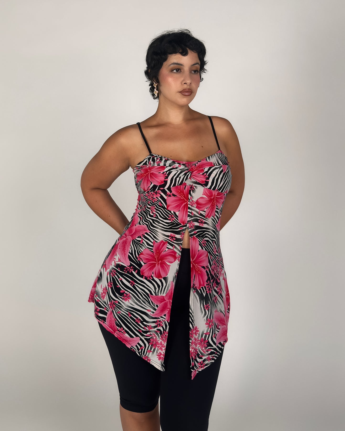 Zebra Floral Asym Cami - M/L