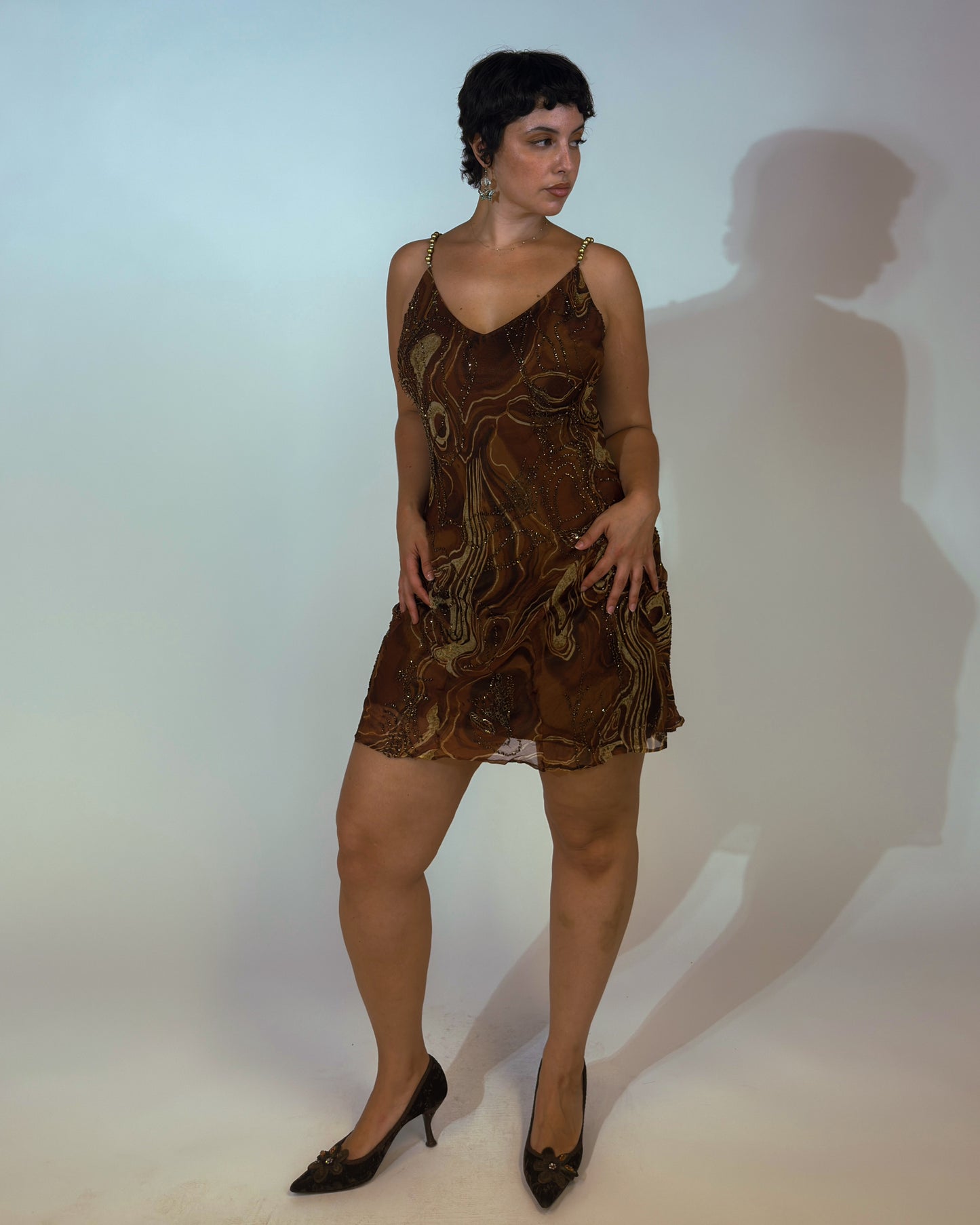 Vintage Italian Silk Beaded Dress - size M/L
