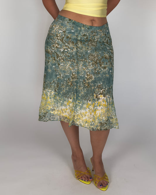 Silk Midi Skirt - L/XL