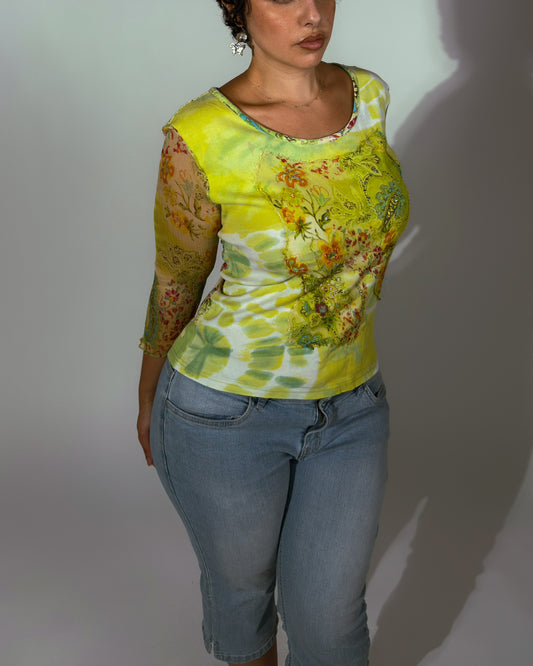 Vintage Derhy Beaded Top - size L/XL
