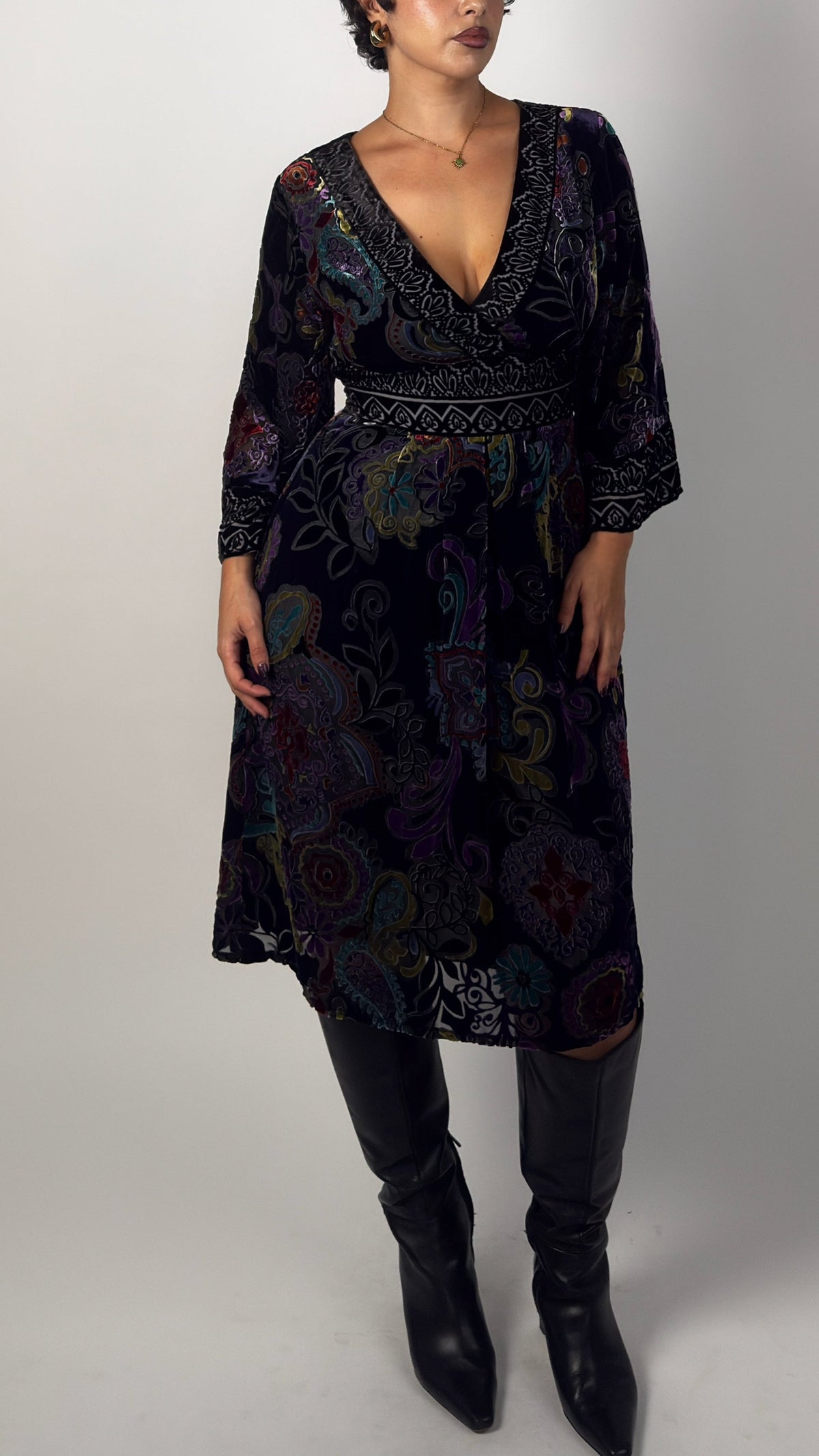 Rare Vintage Silk Derhy Velvet Dress - M/L
