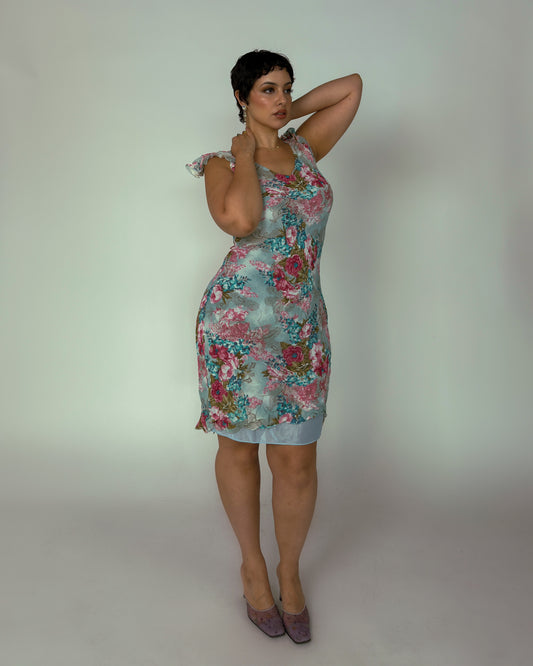 Vintage Floral Midi Dress - size M/L