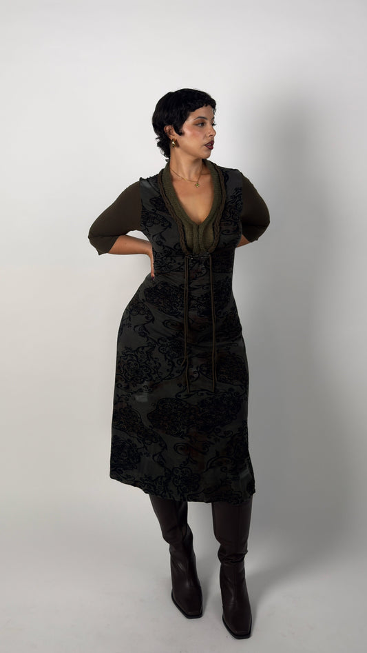 Vintage Derhy Knit Stretch Midi Dress - L/XL