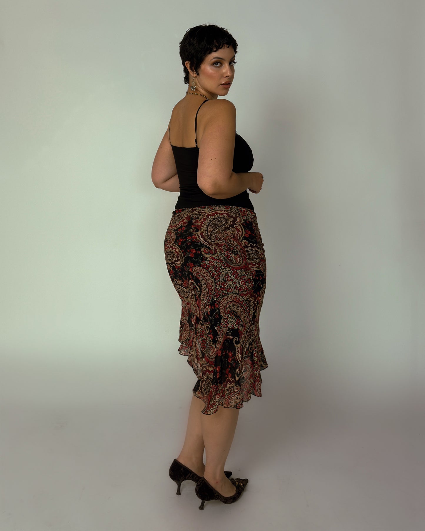 Vintage Asymmetric Midi Skirt - size L/XL