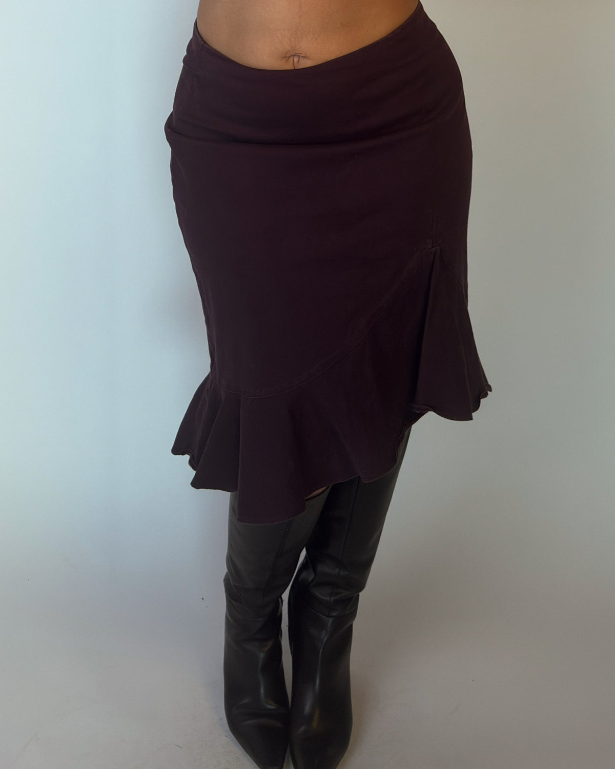 Dark Purple Stretch Midi Skirt - L/XL