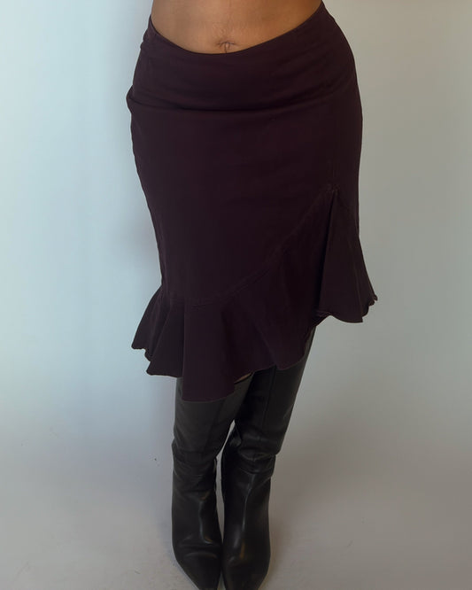 Dark Purple Stretch Midi Skirt - L/XL