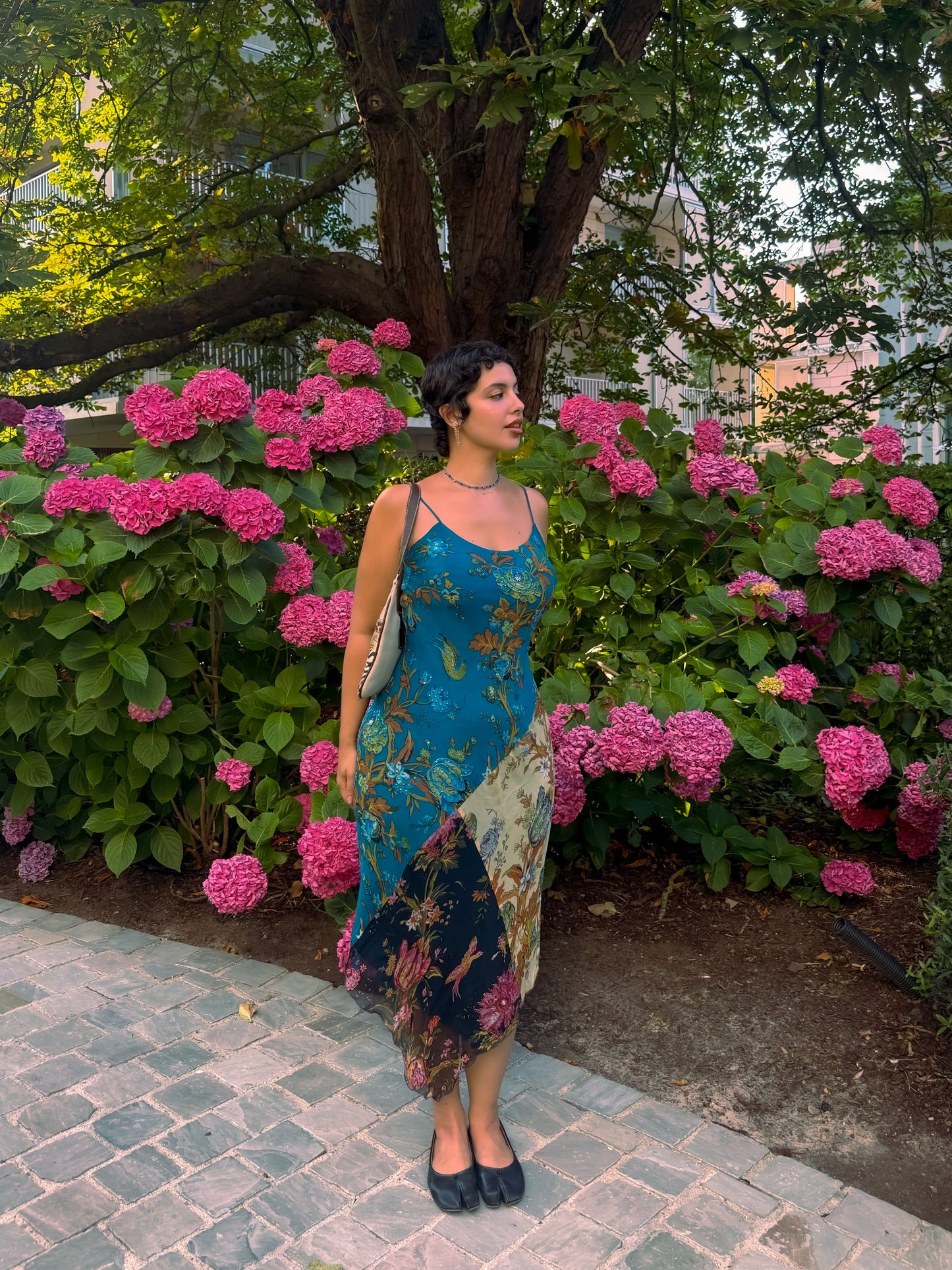 Spanish Silk Beaded Patchwork Dress - M/L
