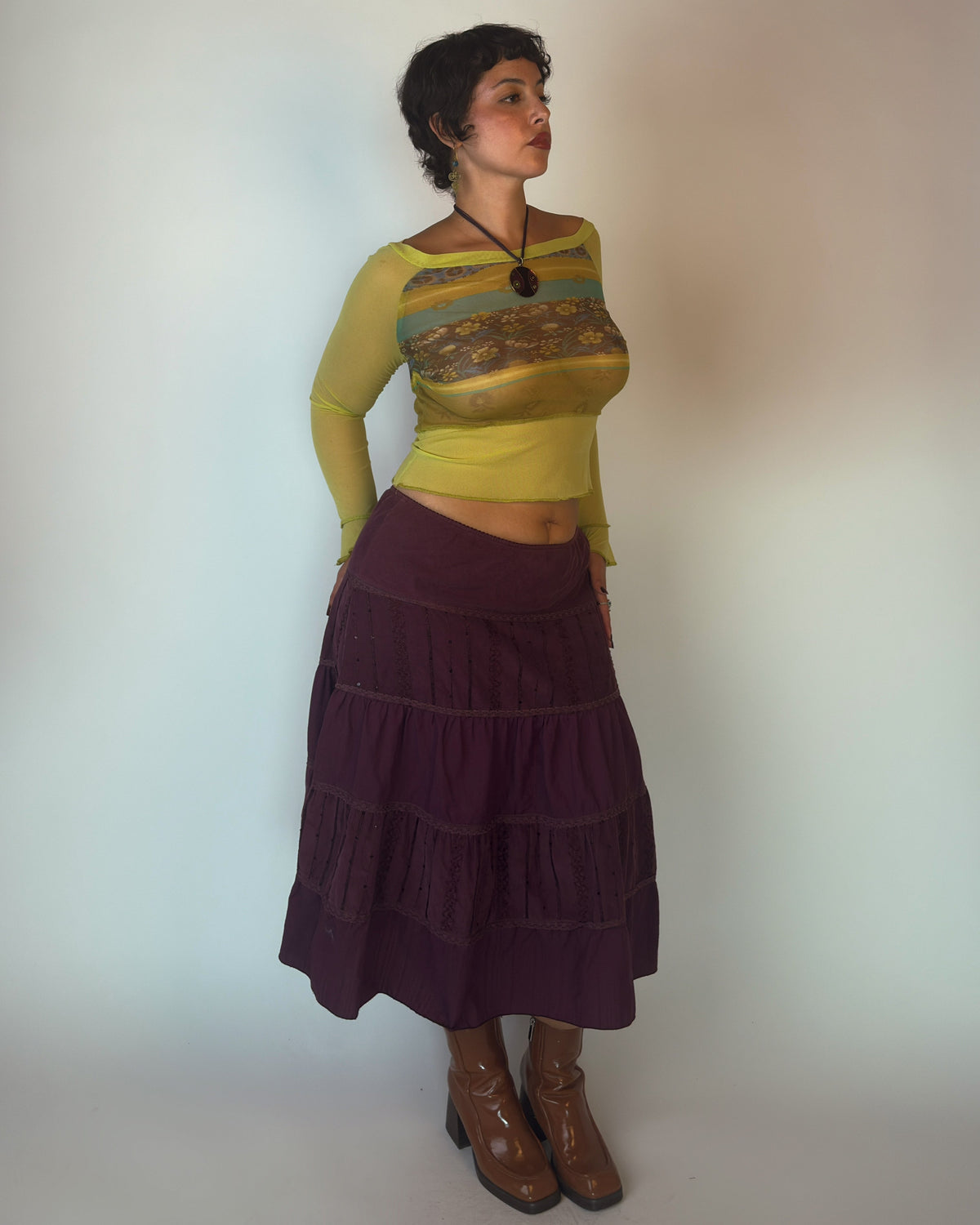 Chartreuse Mesh Top - M/L