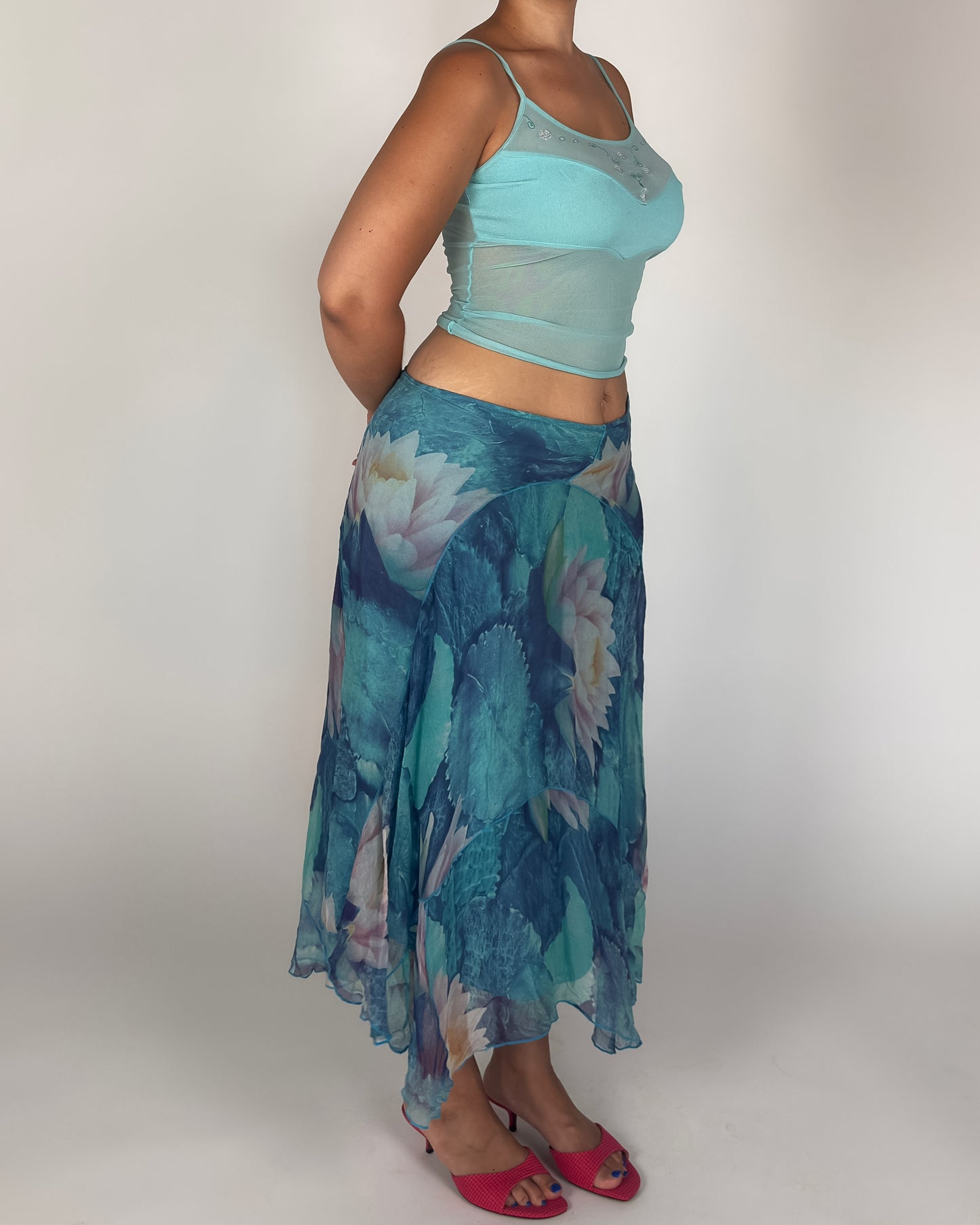 Italian Silk Midi Skirt - L/XL