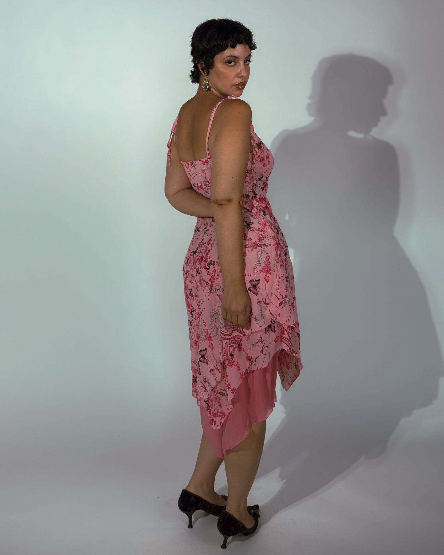 Vintage French Pink Fairy Butterfly Dress - size L/XL