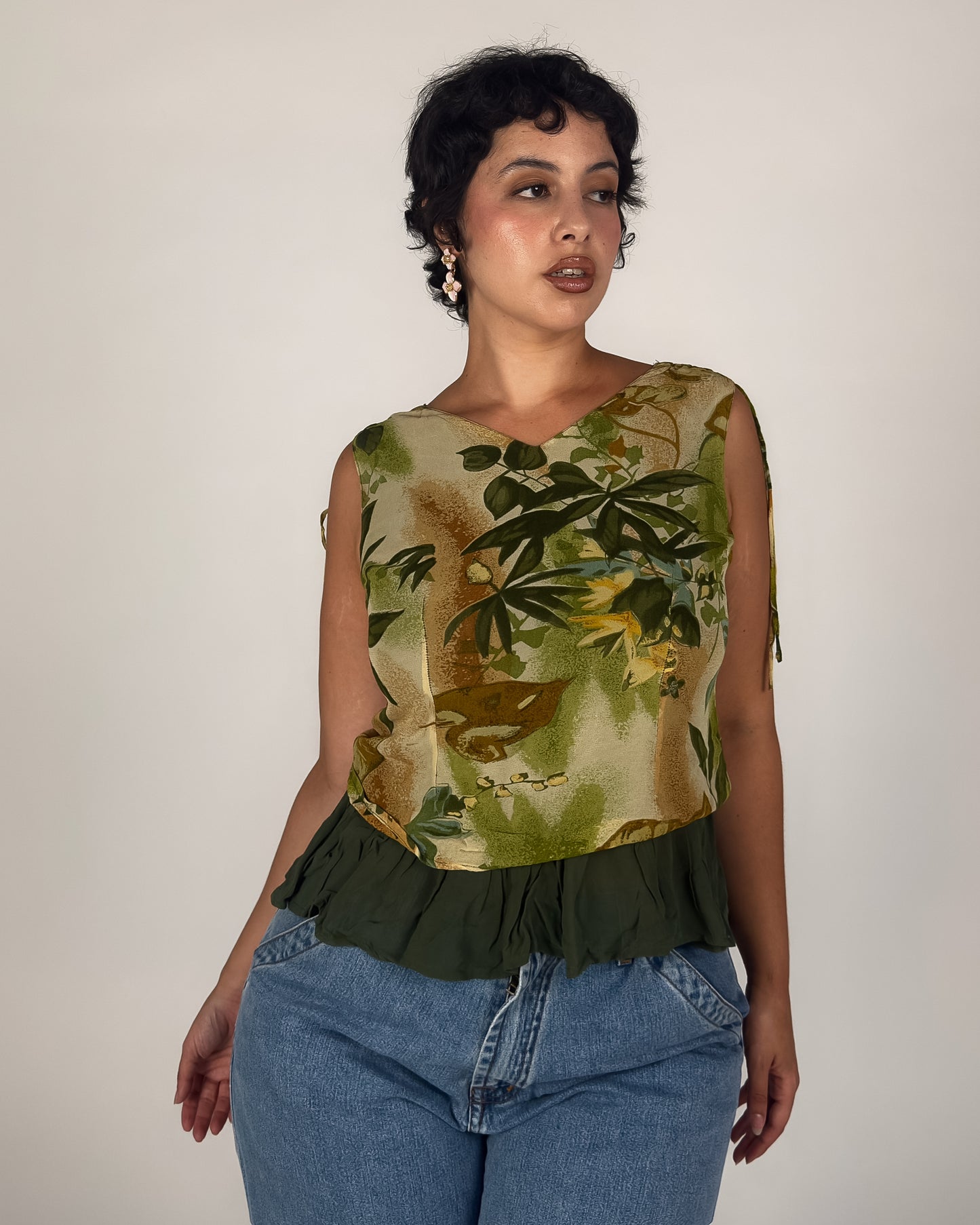 Green Flowy Tank - M/L