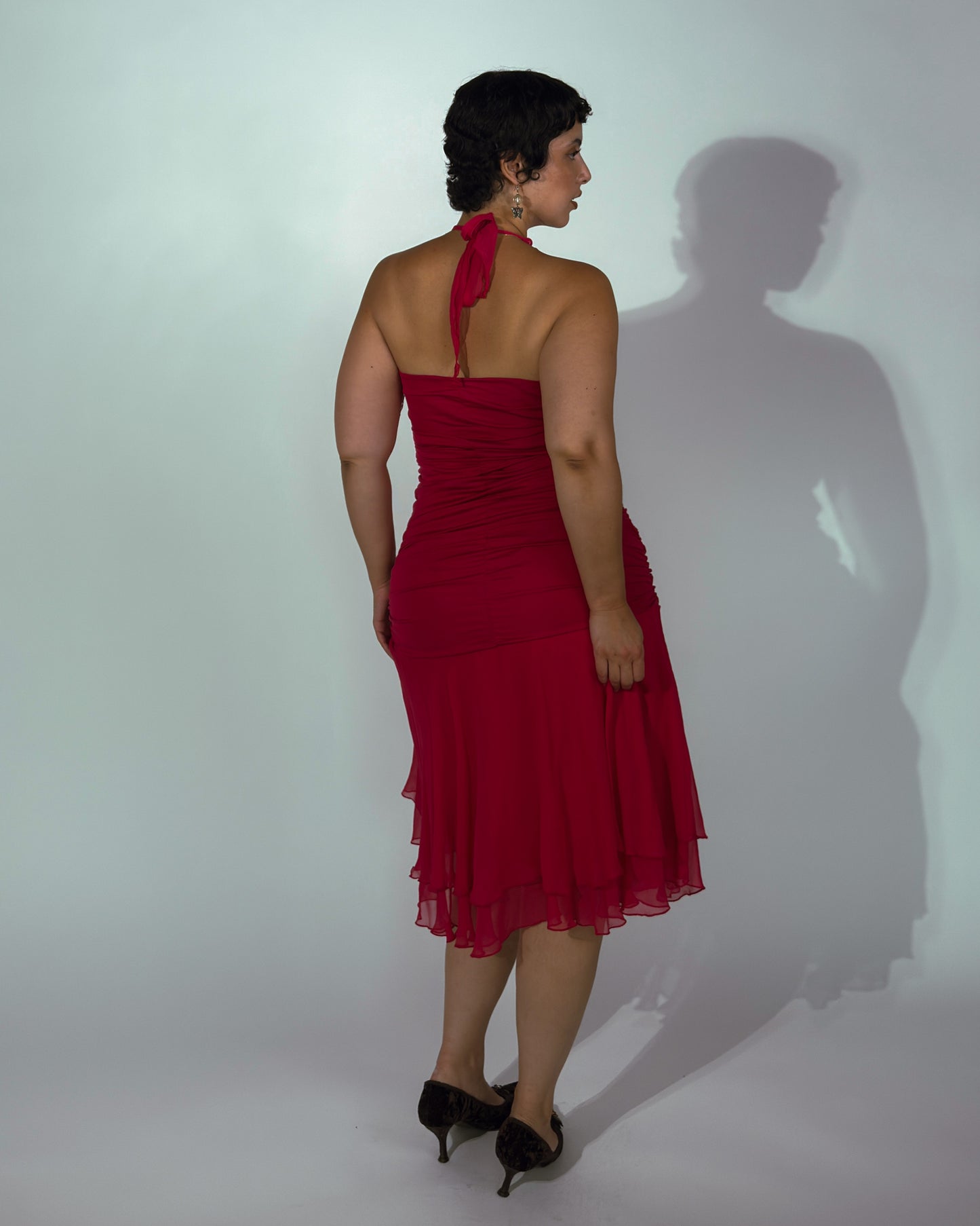 Vintage Renato Nucci Silk Pink Halter Dress - size M/L