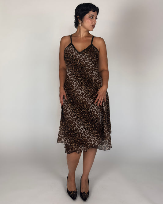 Italian Silk Leopard Dress - M/L