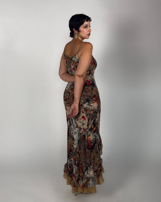 Floral Leopard Maxi Dress - L/XL