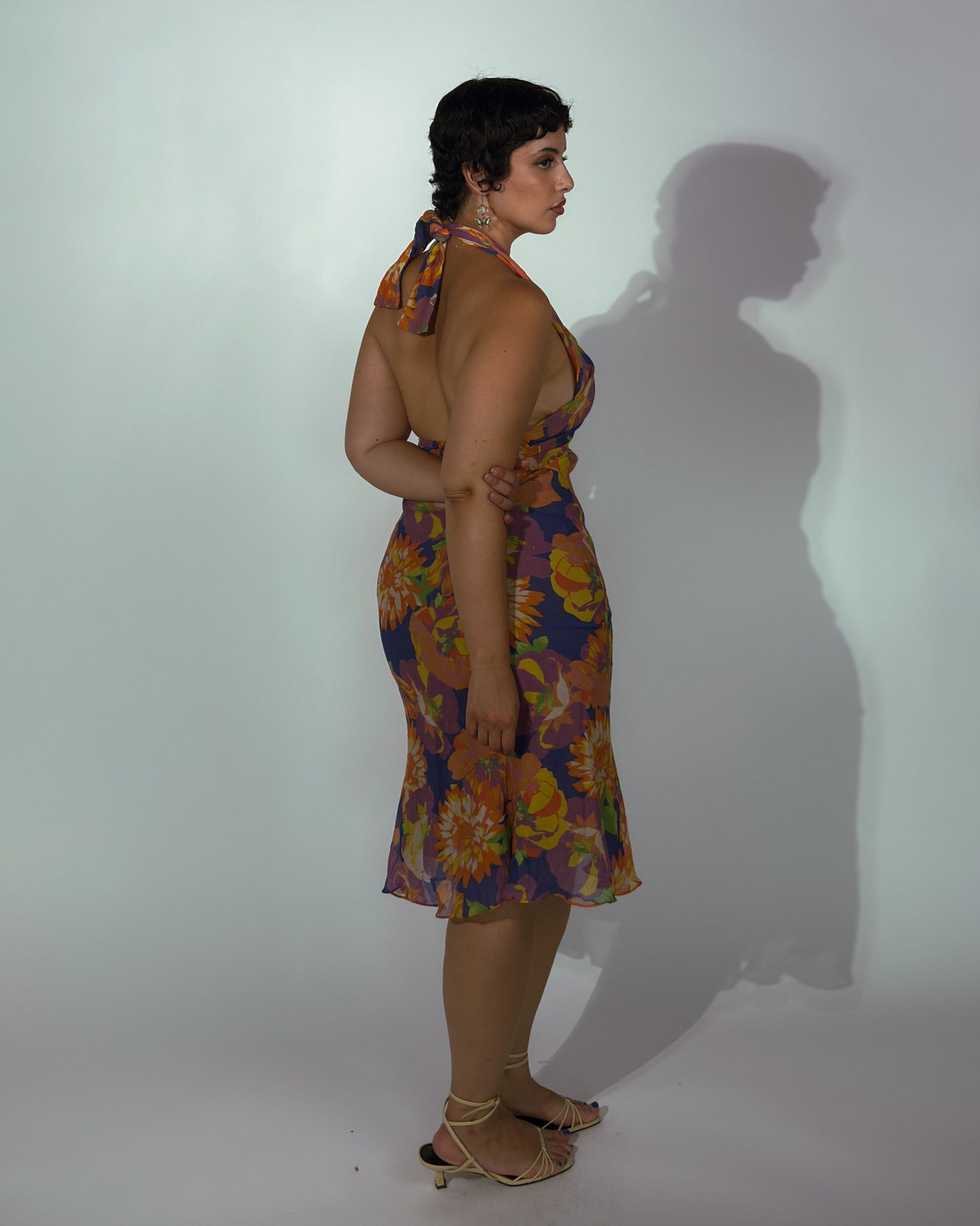 Vintage Brazilian Silk Halter Dress - size M/L
