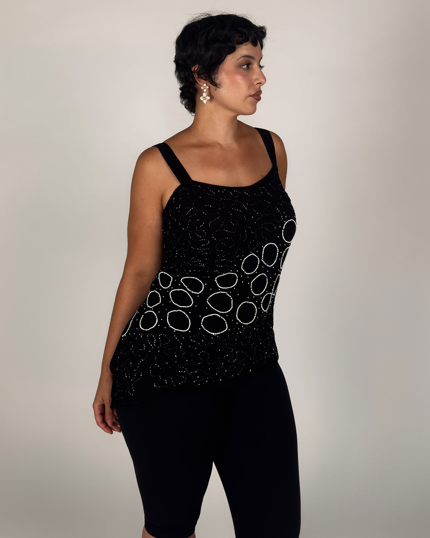 Black Beaded Top - L/XL
