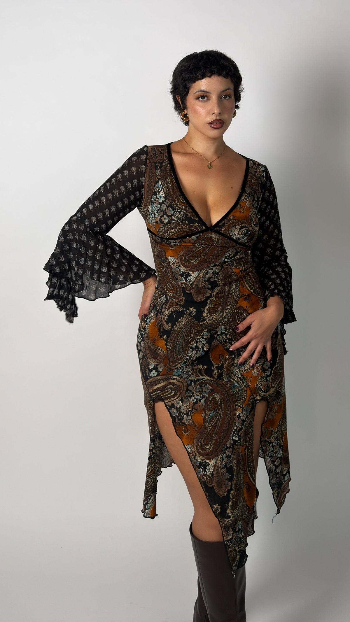 Vintage Whimsy Bell Sleeve Dress - M/L