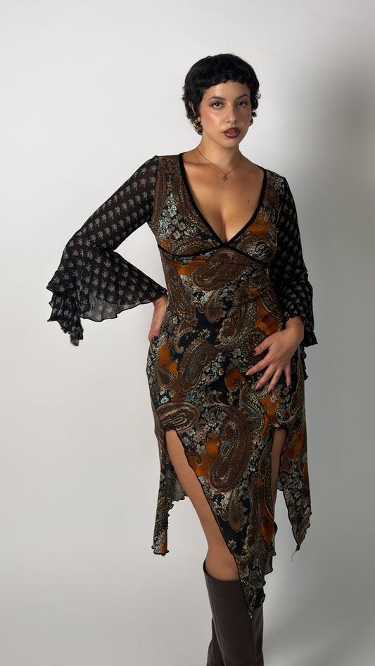 Vintage Whimsy Bell Sleeve Dress - M/L