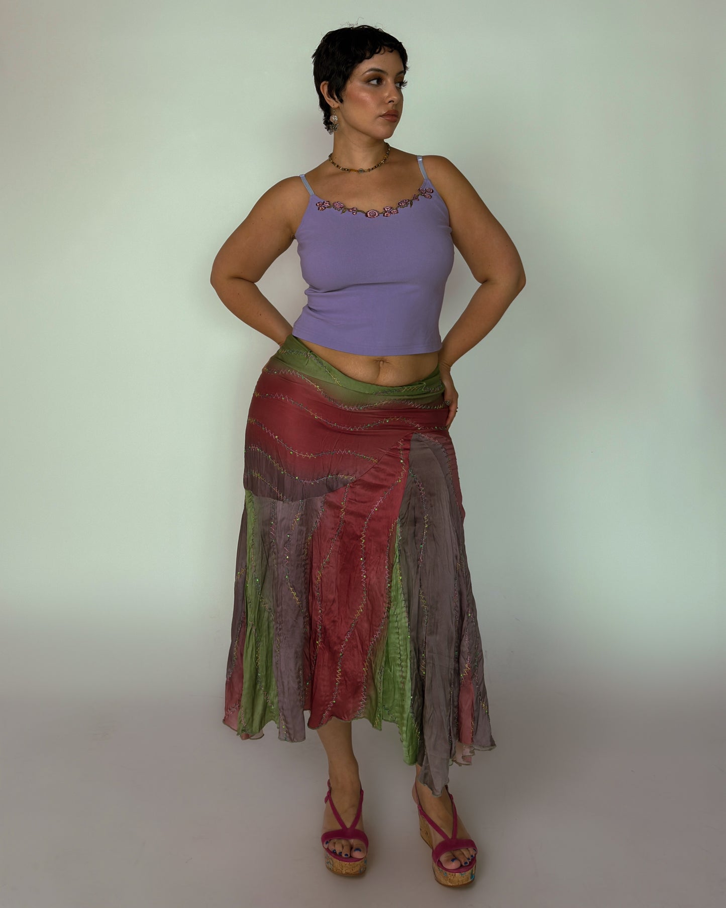 Vintage Fairy Midi Skirt - size L/XL