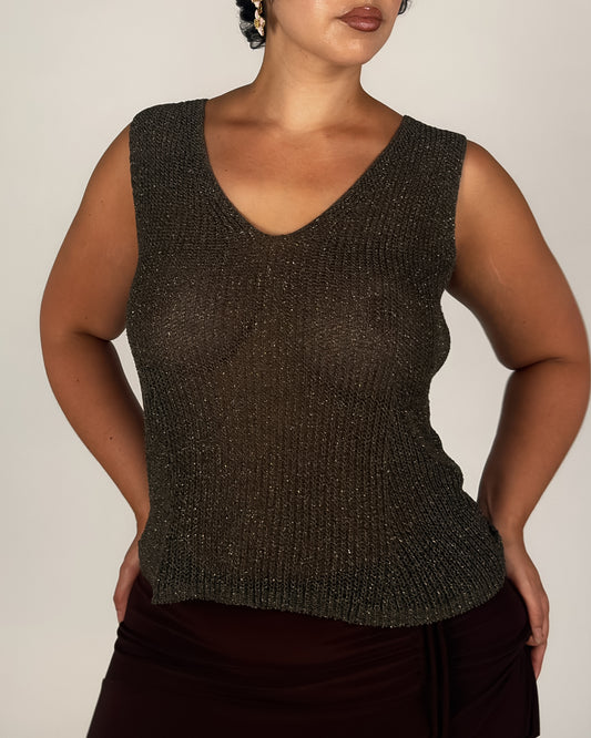 Metallic Stretch Knit Tank - M-XL