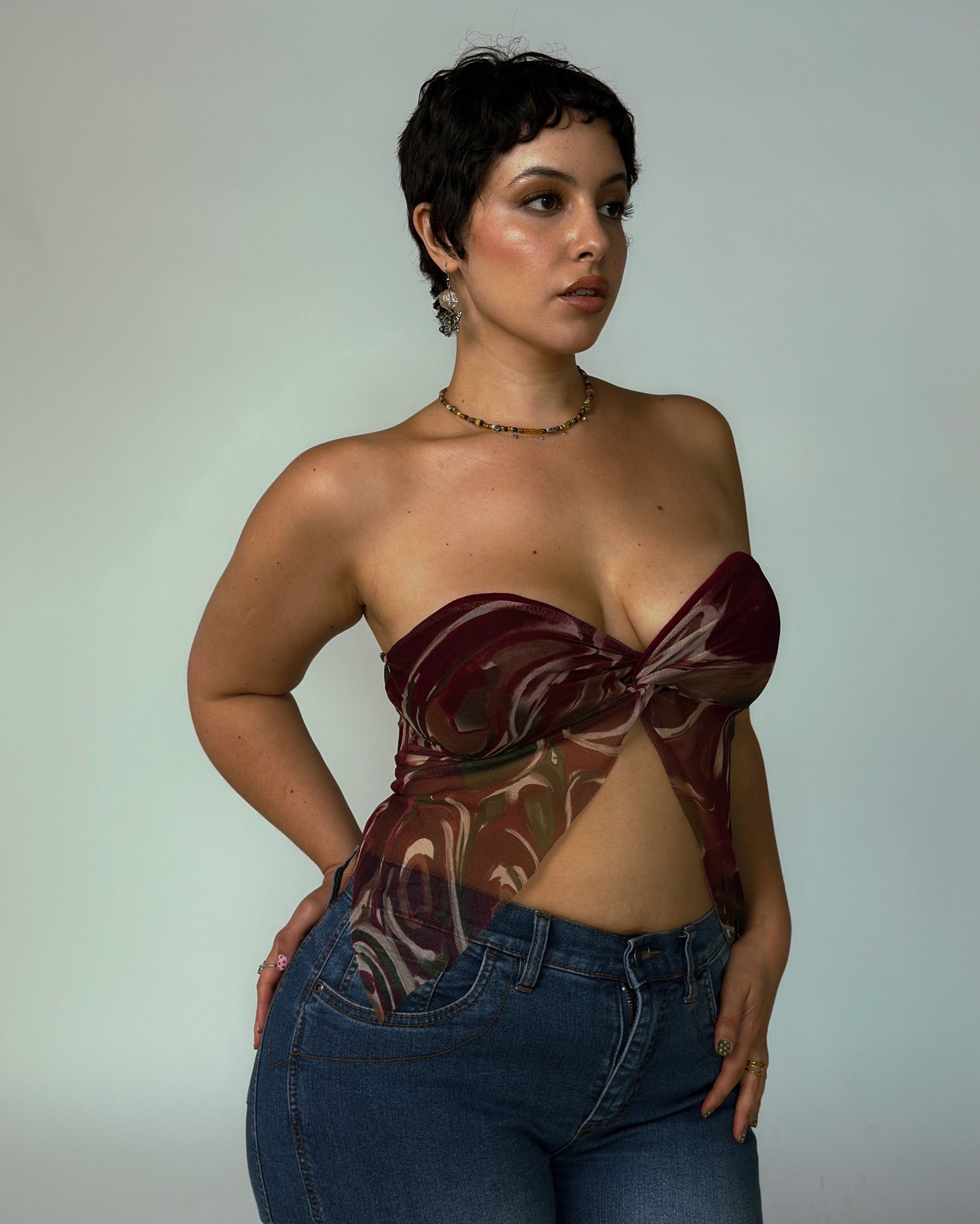 Vintage Strapless Mesh Top - size M/L