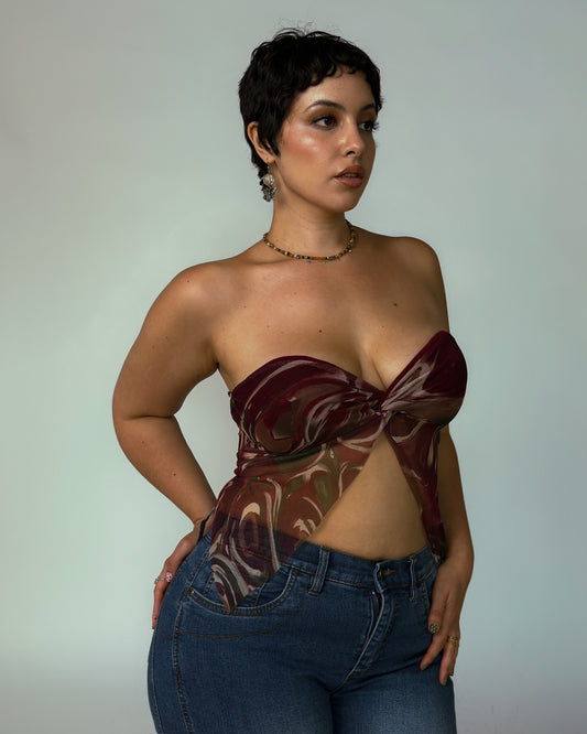 Vintage Strapless Mesh Top - size M/L