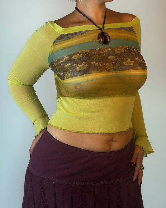 Chartreuse Mesh Top - M/L
