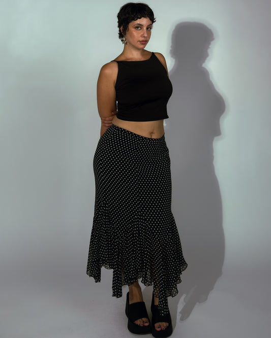 Vintage Polkadot Handkerchief Skirt - size L/XL