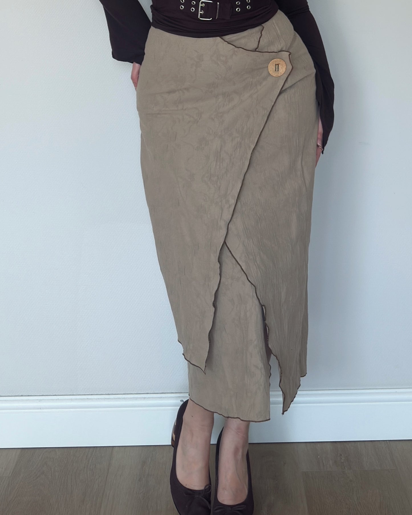 Asymmetric Wrap Midi Skirt - size M/L