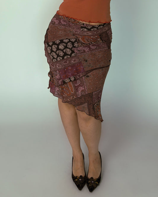 French Vintage Patchwork Skirt - size M/L
