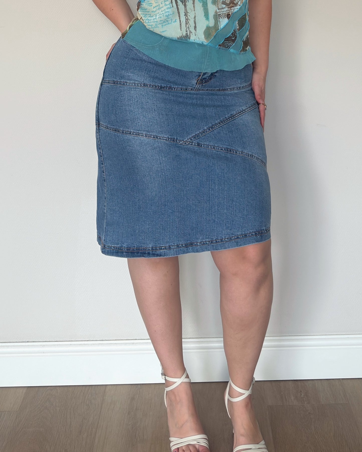 Denim Panel Midi Skirt - size M/L