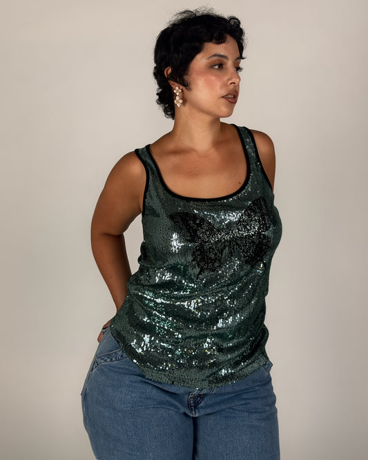 Butterfly Sequin Tank - L/XL
