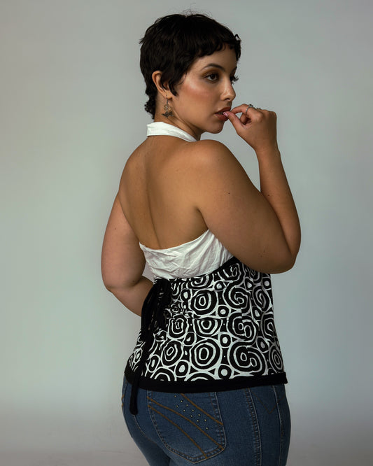 French Vintage Halter Top - size M/L
