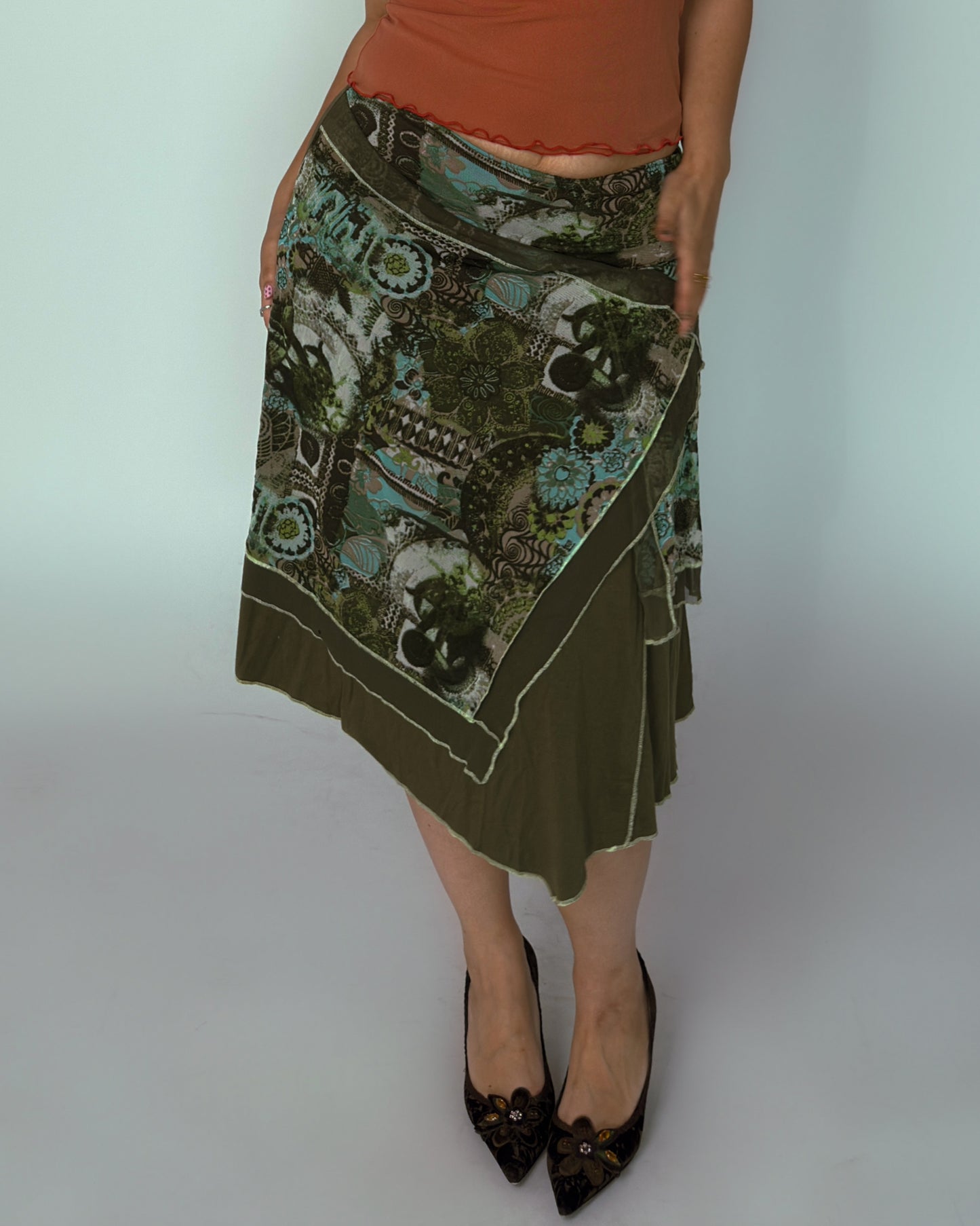 Vintage Asymmetrical Midi Skirt - size L/XL