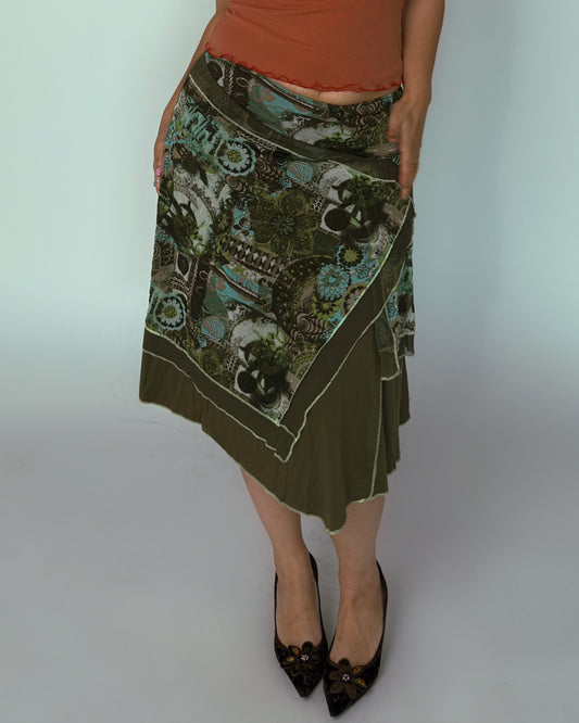 Vintage Asymmetrical Midi Skirt - size L/XL