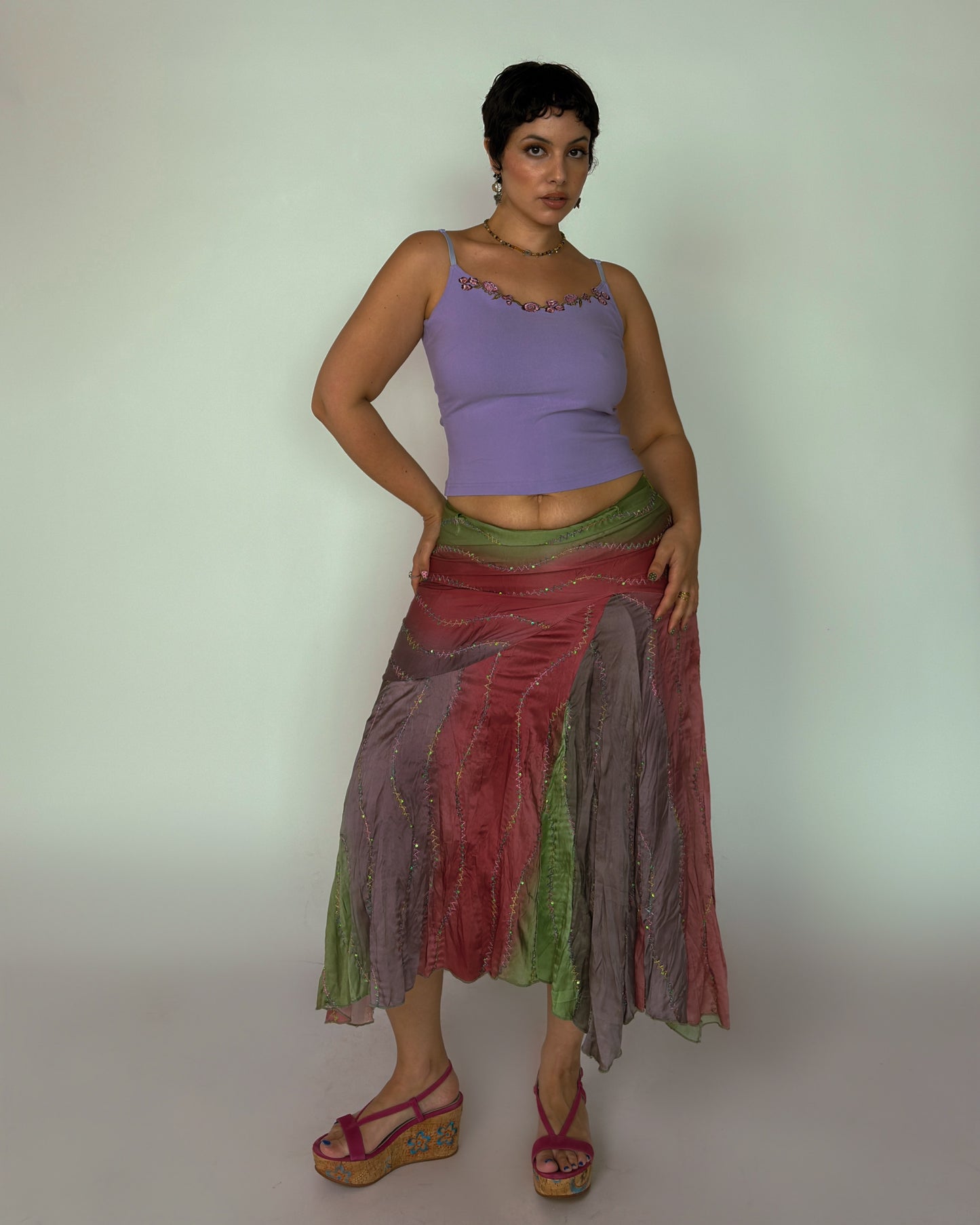 Vintage Fairy Midi Skirt - size L/XL