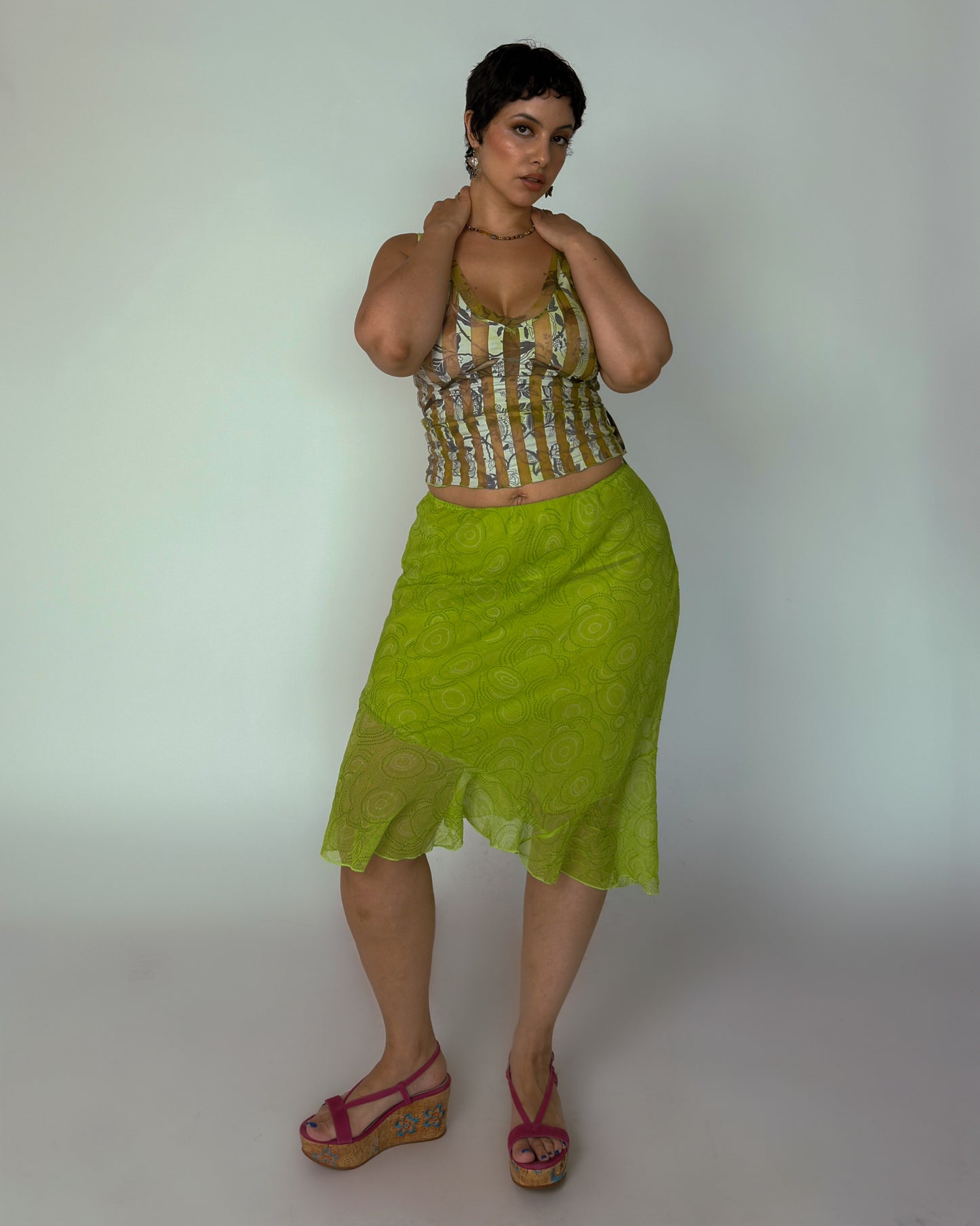 Vintage Lime Green Skirt - size L/XL