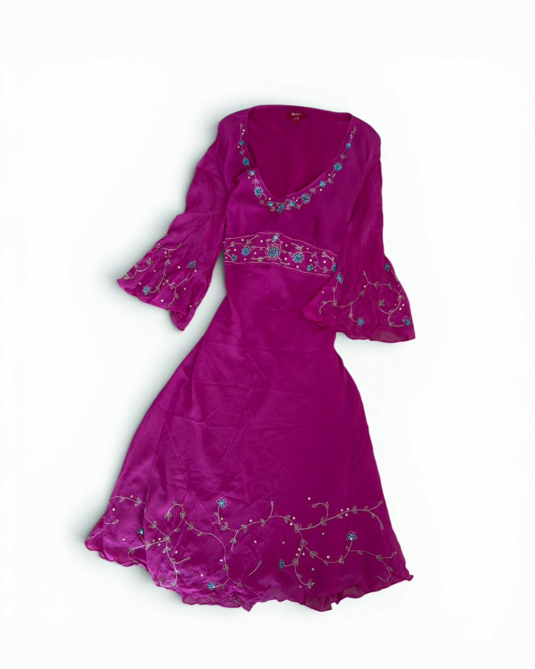 Vintage Monsoon Silk Beaded Dress - size M/L