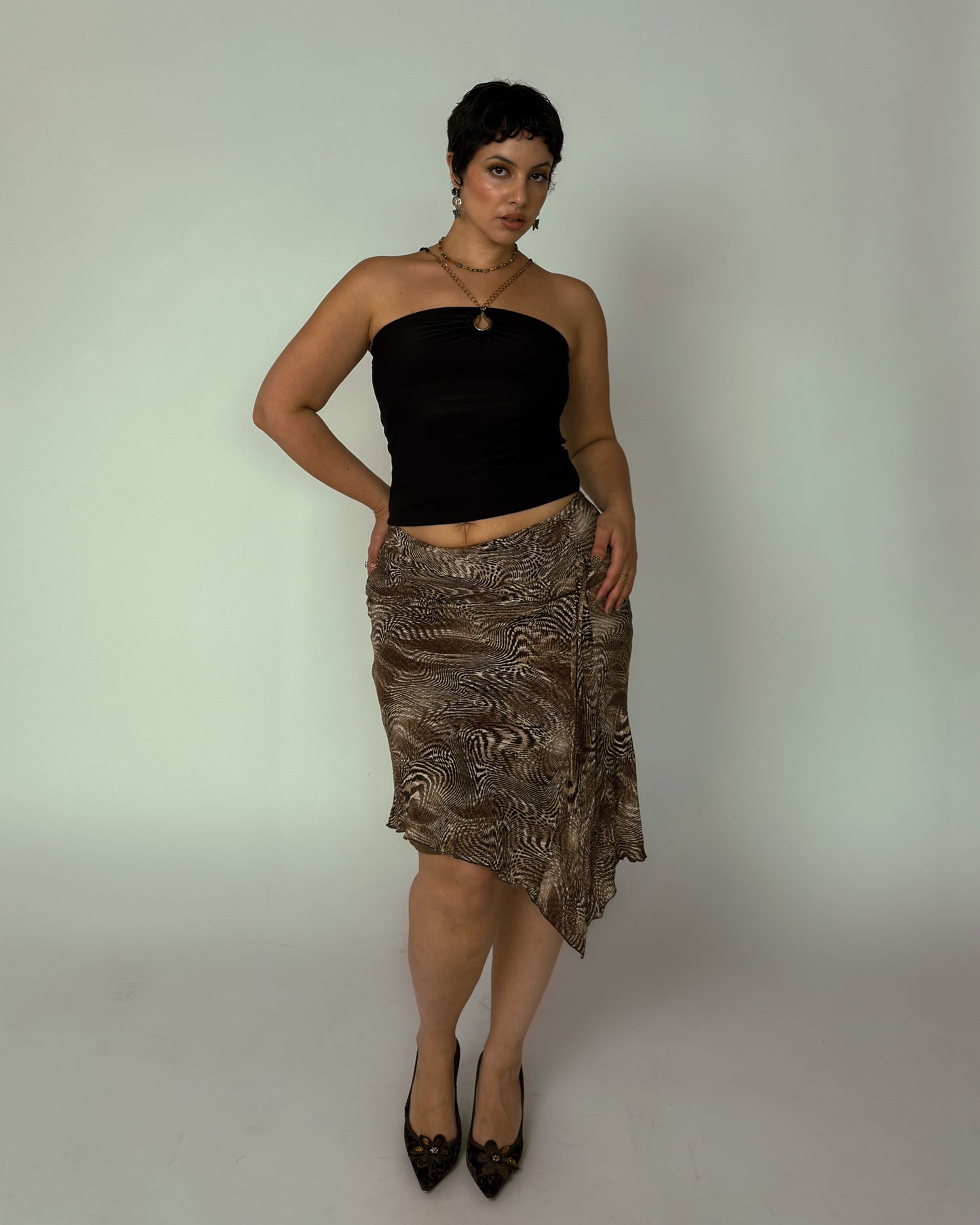 Vintage Animal Print Asymmetric Skirt - size M/L
