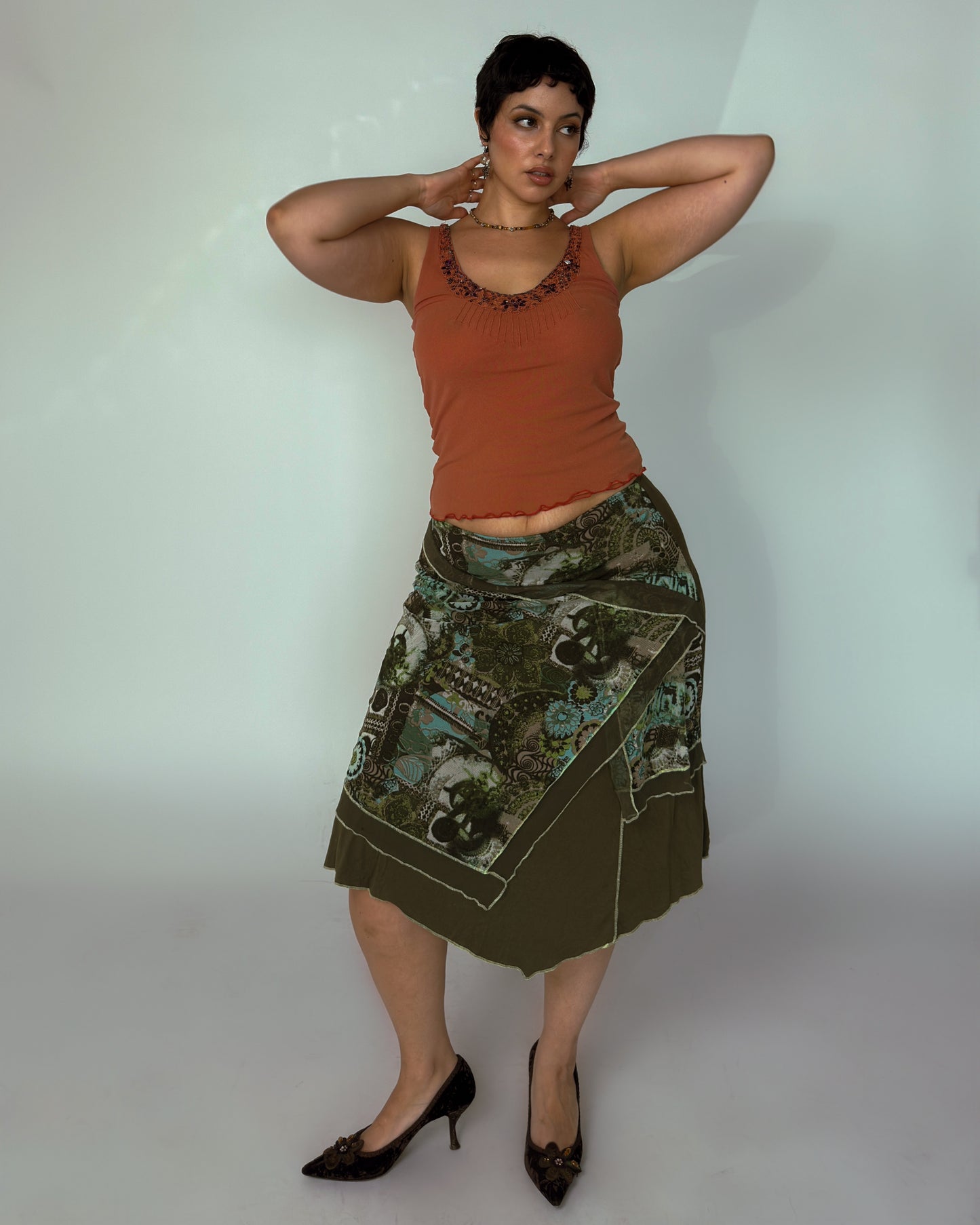 Vintage Asymmetrical Midi Skirt - size L/XL