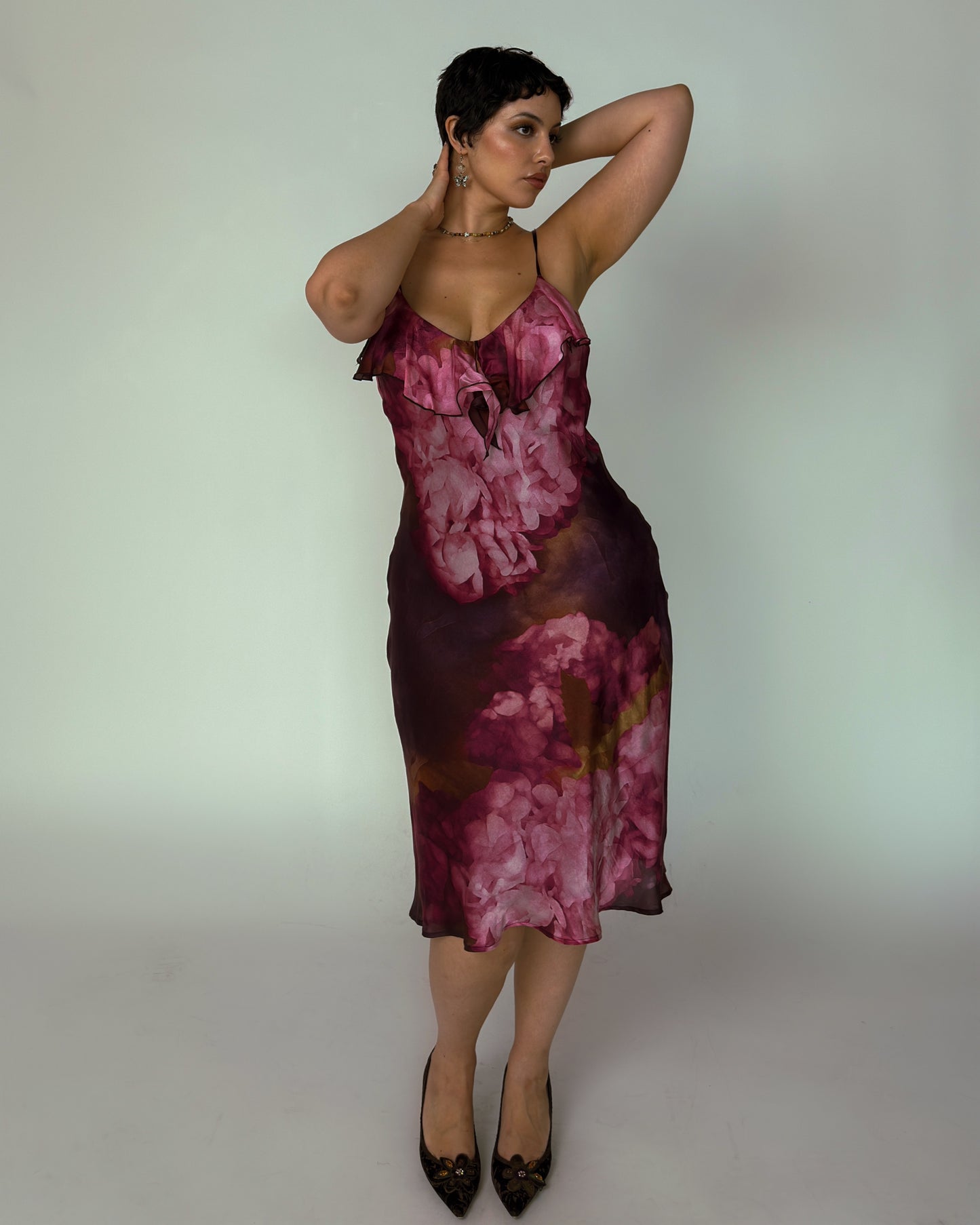 Vintage Silk Purple Slip Dress - size M/L
