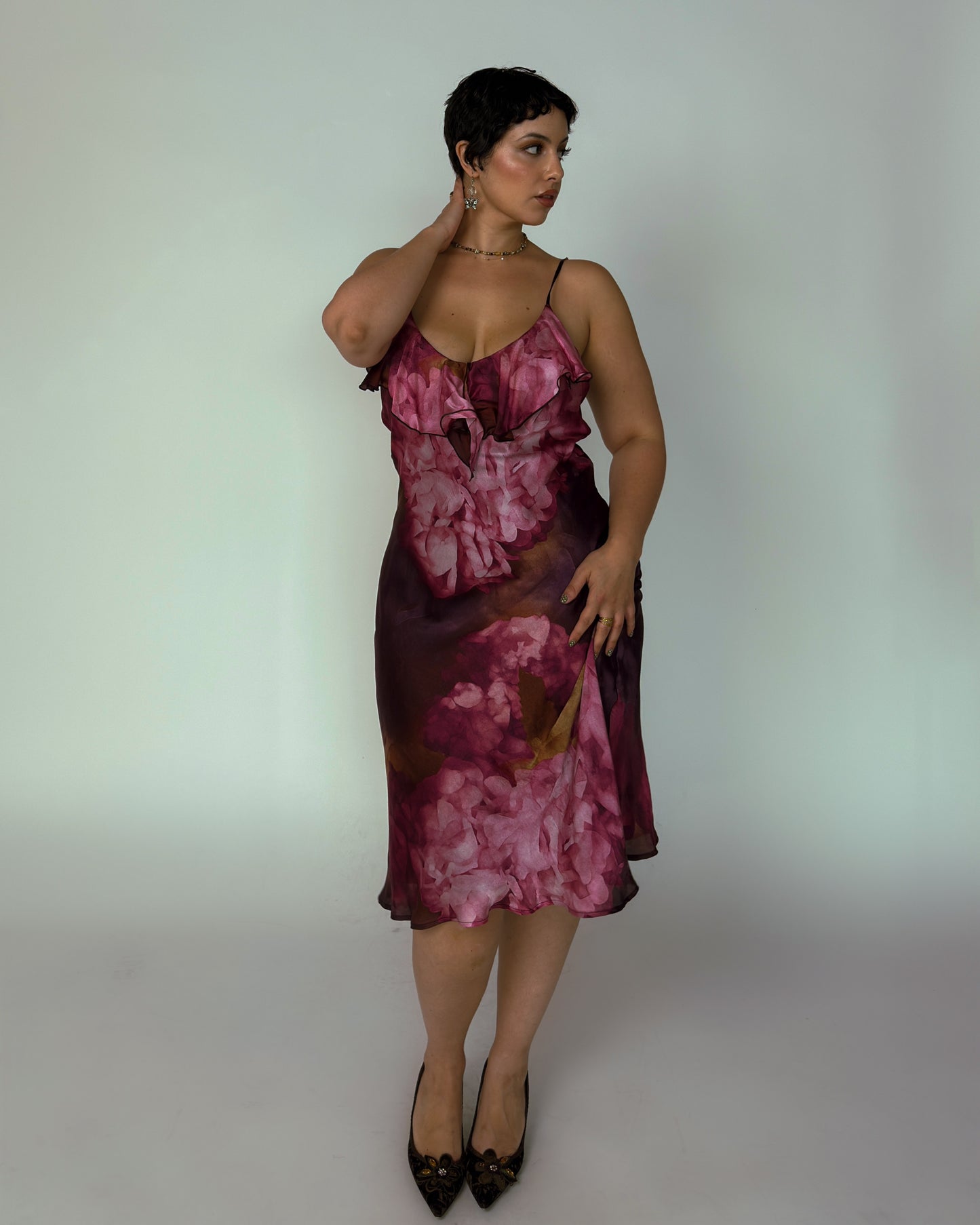 Vintage Silk Purple Slip Dress - size M/L